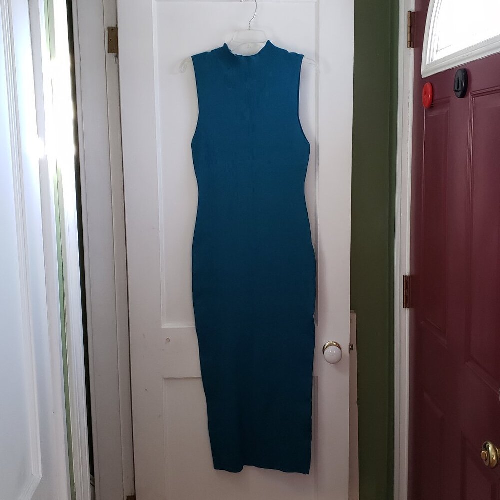 NWT women's long teal sweater dress XL